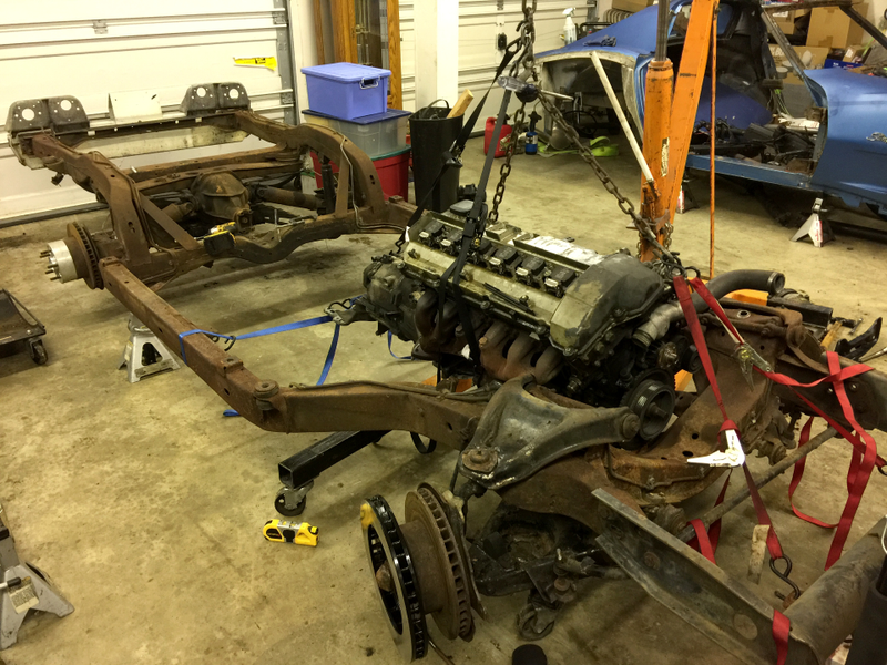 Test fit of the engine in the frame.